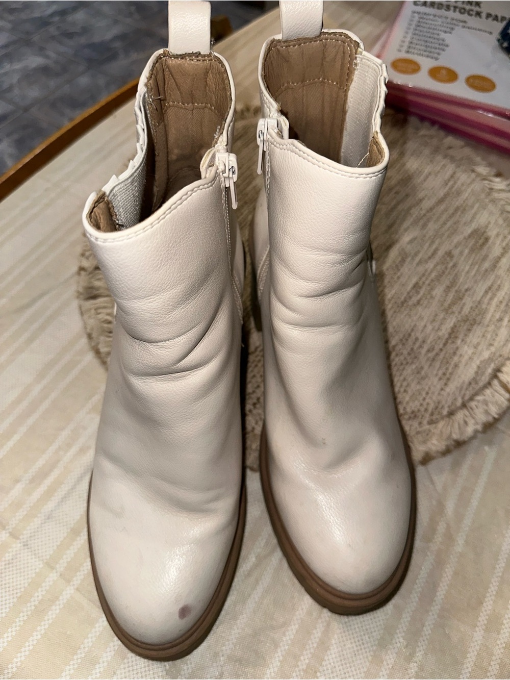 Dolce Vita Cream Chunky Heel Chelsea Booties - Picture 2 of 5